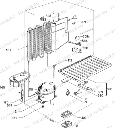 Взрыв-схема холодильника Privileg 021188 8 - Схема узла Refrigerator cooling system